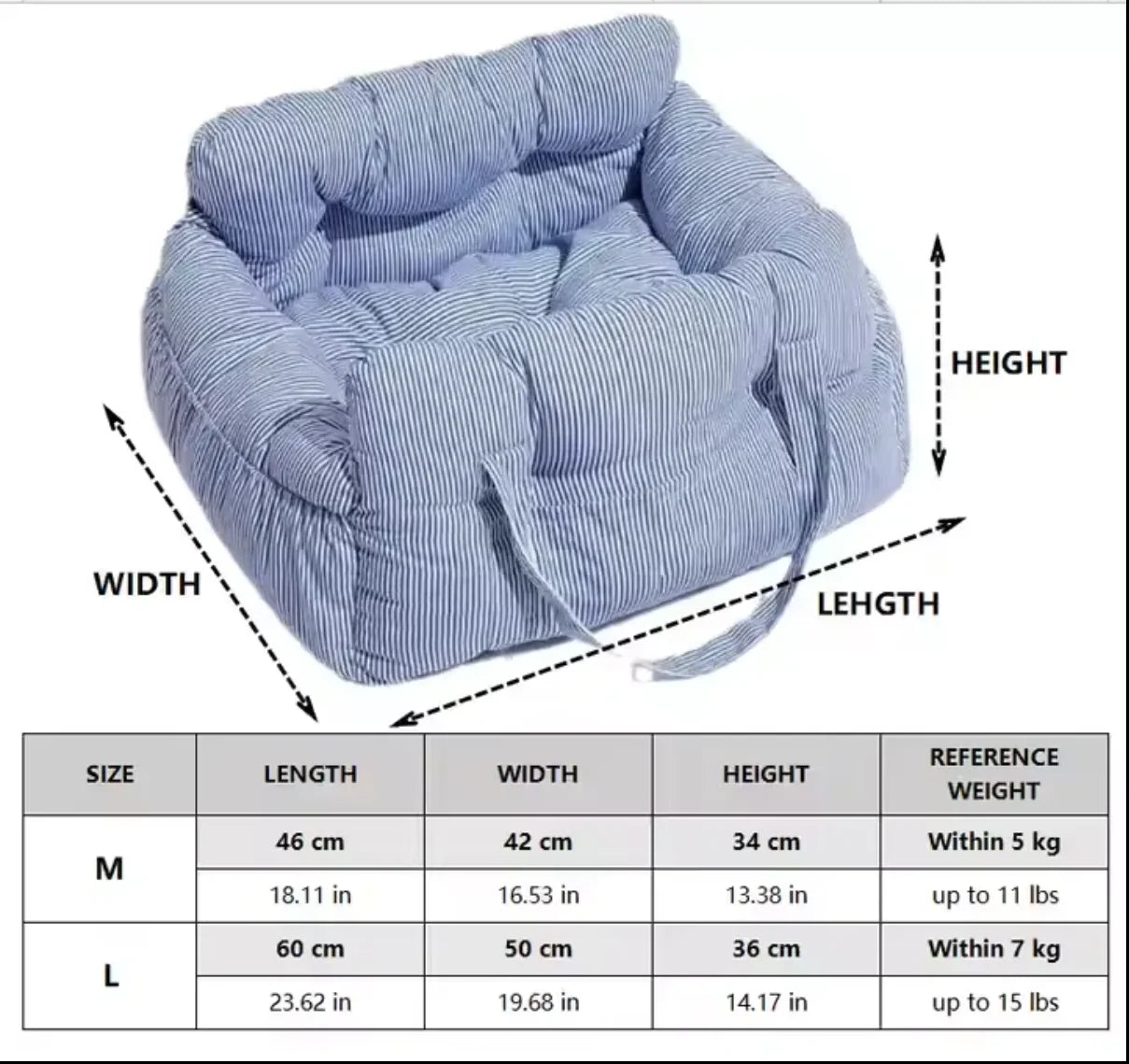 Portable Bolster Car Bed for Dogs