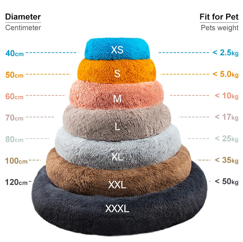Calming Donut Pet Bed– Fluffy Washable Dog and Cat Round Bed