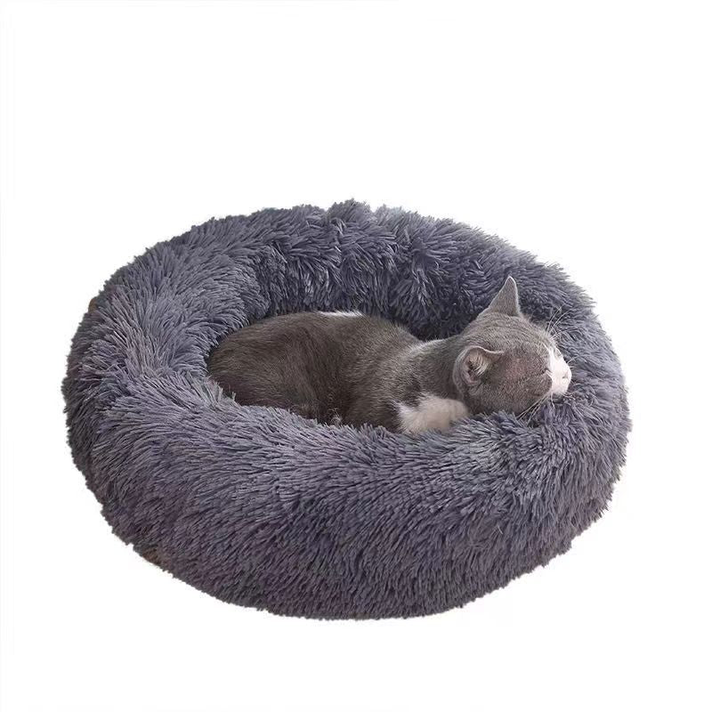 Fluffy Calming Cat Dog Donut Bed