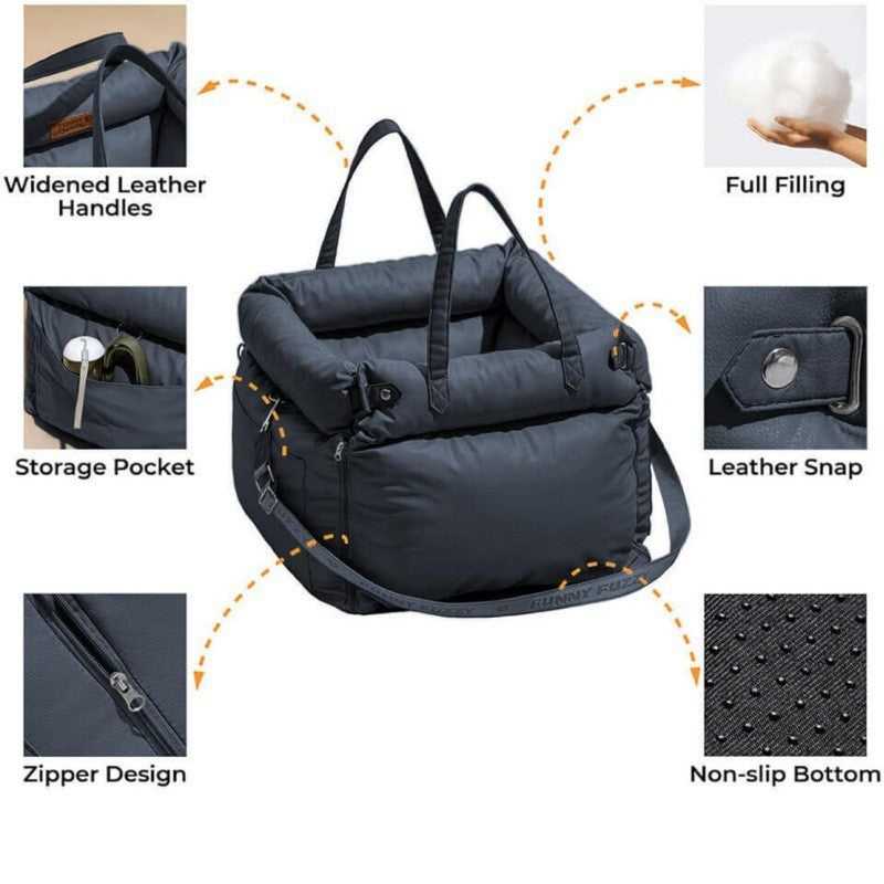 Luxury Pet Car Seat & Travel Bed – Booster for Small Dogs & Cats