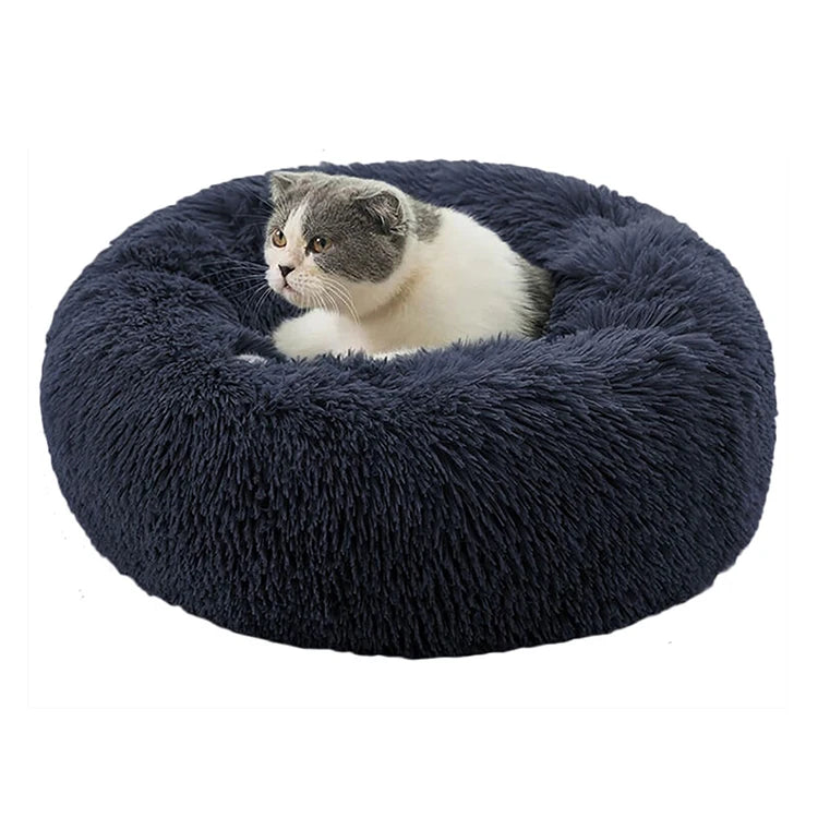 Calming Donut Pet Bed– Fluffy Washable Dog and Cat Round Bed