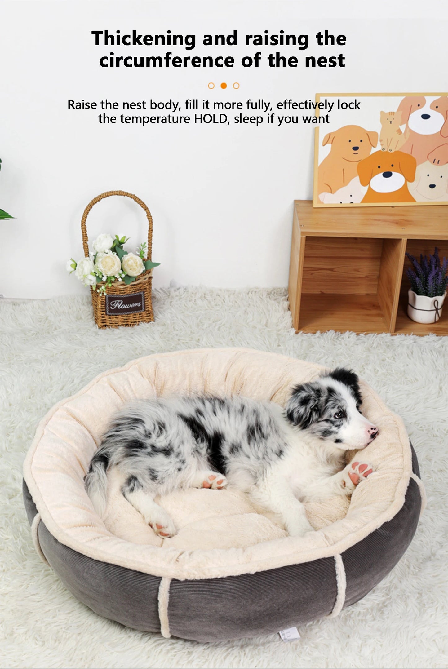 SnugglePaws™ Corduroy Dog Bed - Warmth & Comfort with Short Plush Round Design for Pet