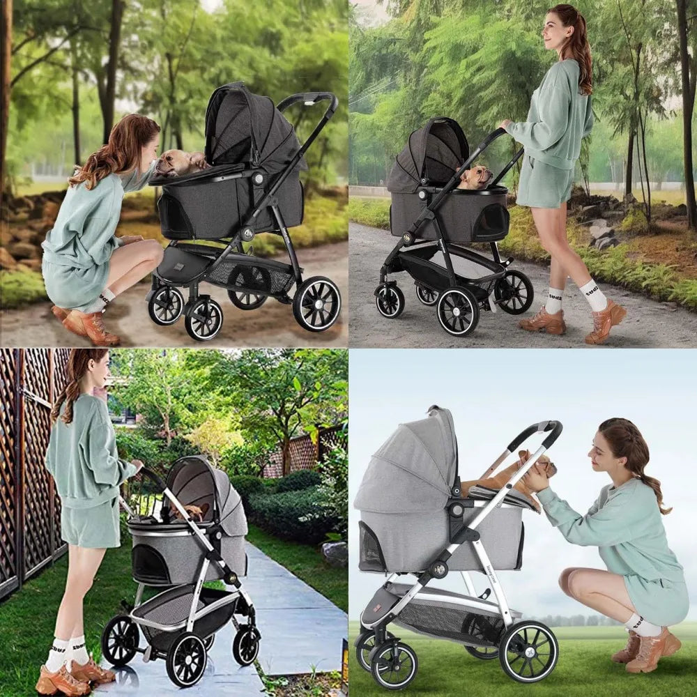 Detachable Dog Stroller 3 in 1 Dog for Medium Small Size Dogs, Large Cat Stroller