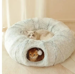 CozyCave™ Round Donut Calming Tunnel Cat Bed