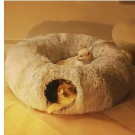 CozyCave™ Round Donut Calming Tunnel Cat Bed