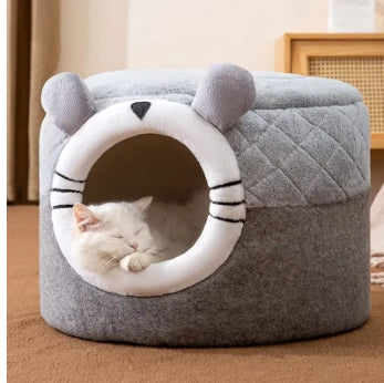 WarmWhiskers™ Plush Cat & Dog Bed House Nest