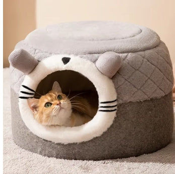 WarmWhiskers™ Plush Cat & Dog Bed House Nest