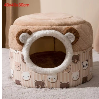 WarmWhiskers™ Plush Cat & Dog Bed House Nest