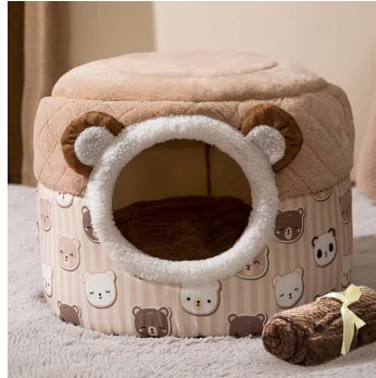 WarmWhiskers™ Plush Cat & Dog Bed House Nest