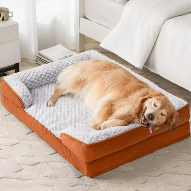 Orthopedic Large Pet Dog Sofa Bed with Egg Crate Foam Removable Washable Pillow