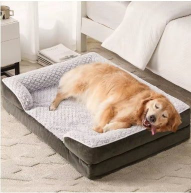 Orthopedic Large Pet Dog Sofa Bed with Egg Crate Foam Removable Washable Pillow