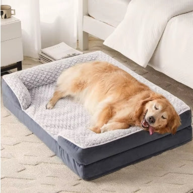 Orthopedic Large Pet Dog Sofa Bed with Egg Crate Foam Removable Washable Pillow