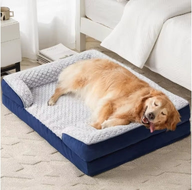 Orthopedic Large Pet Dog Sofa Bed with Egg Crate Foam Removable Washable Pillow