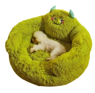 Premium Fluffy Round Dog Bed- Calming Soft Plush